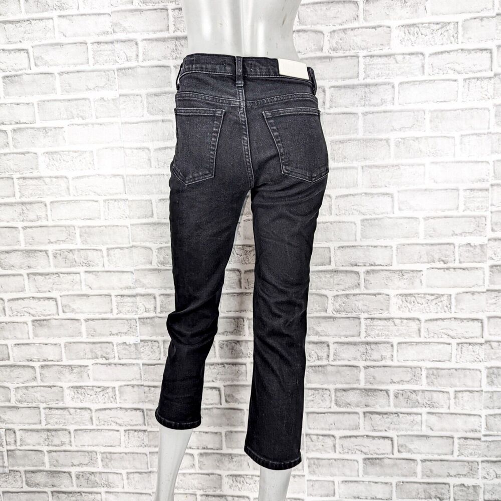 RE/DONE Women's High Waist Stretch Crop Denim Jeans in Black Med Vain sz 29 - Picture 4 of 11